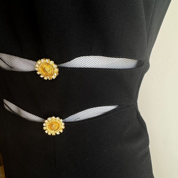 Vintage 90s Black Gold Accents 90s Designer Inspired Gown 6 - Picture 6 of 9